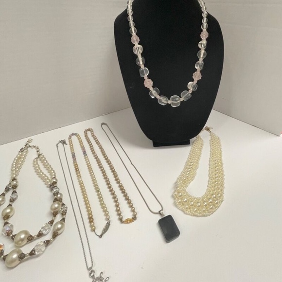 10 Pc Necklaces Crystal Bead Cameo Vintage Jewelry Lot - Picture 5 of 14